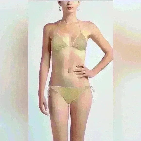 NWOT GOLD SHIMMER  STRING BIKINI - Picture 1 of 3